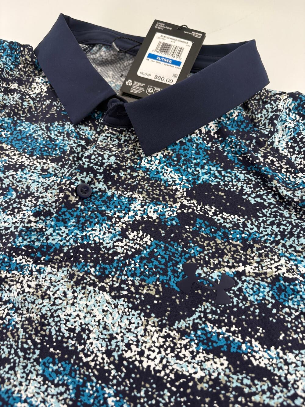 Under Armour Iso-Chill Printed Golf Polo Men's XL Navy NWT $80 MSRP